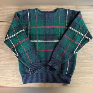 Rare Vintage Abercrombie & Fitch Plaid Green and Red Men's Wool Sweater